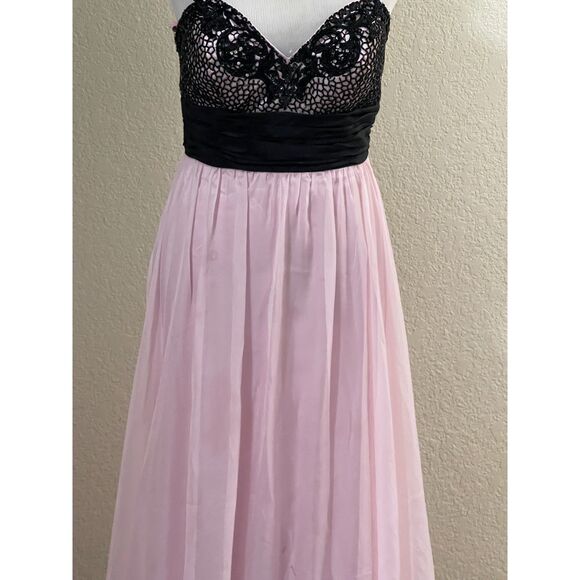 Blush Prom by Alexa Dress Formal Bridesmaid Prom Evening Gown Black/Pink Size 6 - Picture 3 of 14